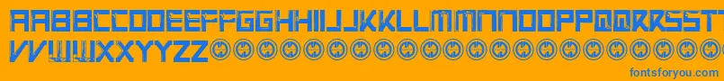 Fonte VirtualrotRegular – fontes azuis em um fundo laranja