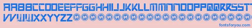 VirtualrotRegular-Schriftart – Blaue Schriften auf rosa Hintergrund