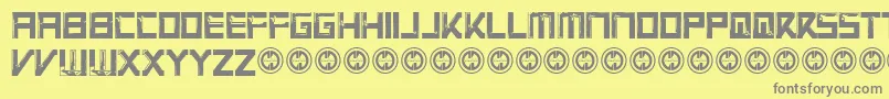Fonte VirtualrotRegular – fontes cinzas em um fundo amarelo