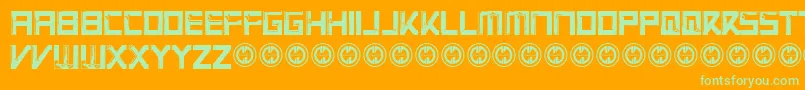 Fonte VirtualrotRegular – fontes verdes em um fundo laranja