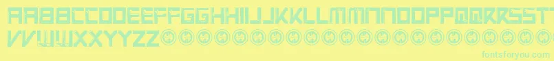 Fonte VirtualrotRegular – fontes verdes em um fundo amarelo
