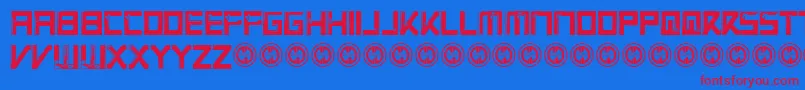 VirtualrotRegular Font – Red Fonts on Blue Background