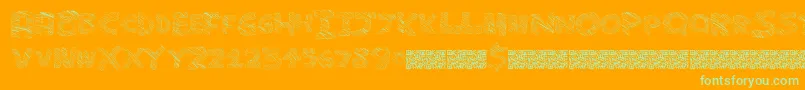 Majorsketchy-Schriftart – Grüne Schriften auf orangefarbenem Hintergrund