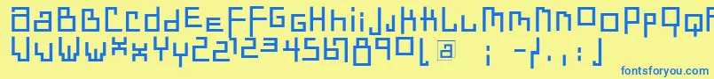 フォントDadastraces – 青い文字が黄色の背景にあります。