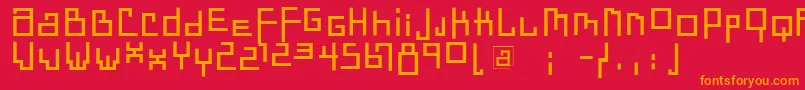 フォントDadastraces – 赤い背景にオレンジの文字