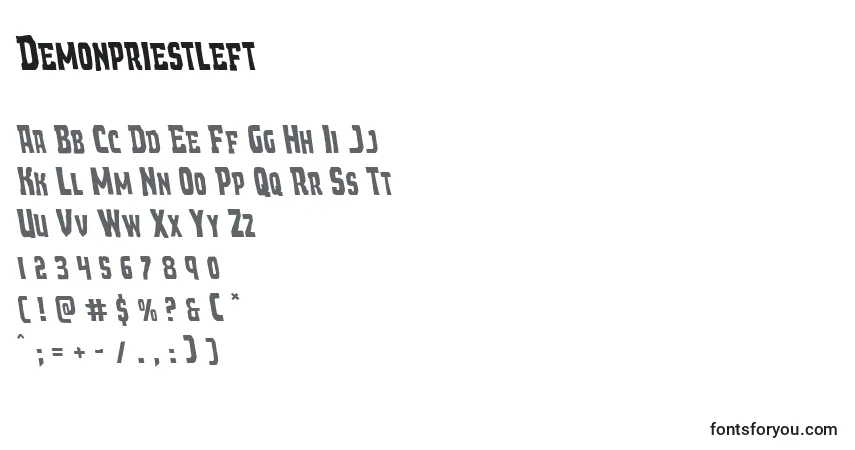 Schriftart Demonpriestleft – Alphabet, Zahlen, spezielle Symbole