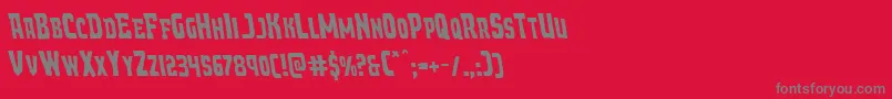 Demonpriestleft-Schriftart – Graue Schriften auf rotem Hintergrund