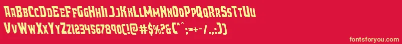 フォントDemonpriestleft – 黄色の文字、赤い背景