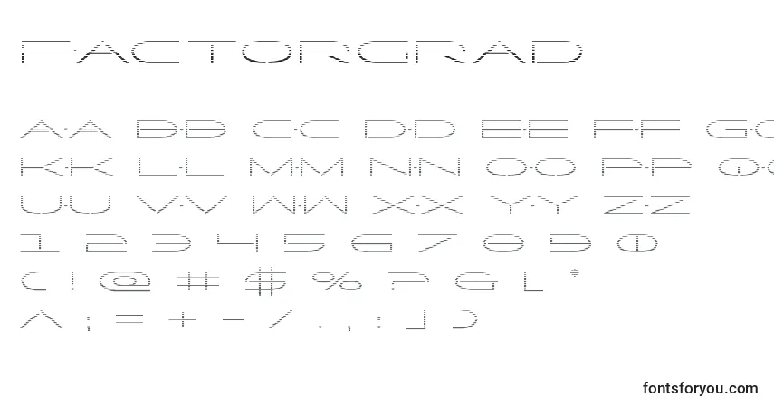 A fonte Factorgrad – alfabeto, números, caracteres especiais