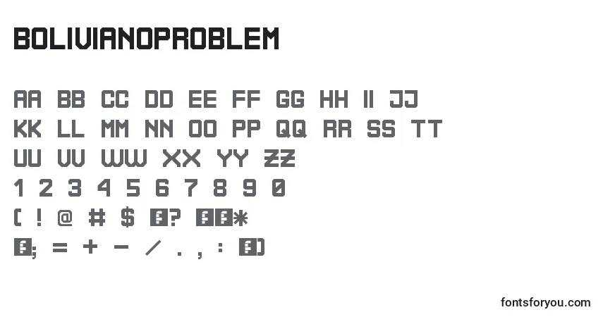 A fonte BoliviaNoProblem – alfabeto, números, caracteres especiais