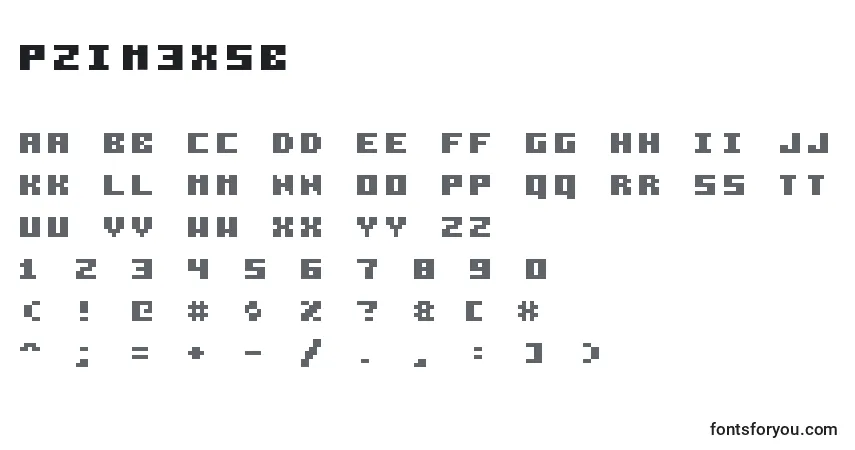 Czcionka Pzim3x5b – alfabet, cyfry, specjalne znaki