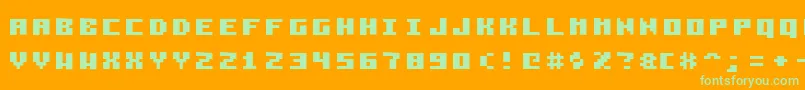 フォントPzim3x5b – オレンジの背景に緑のフォント