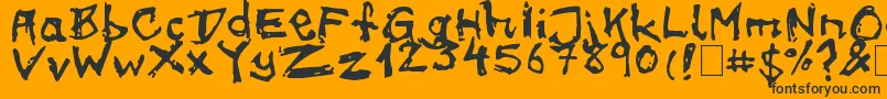OnMeth-Schriftart – Schwarze Schriften auf orangefarbenem Hintergrund