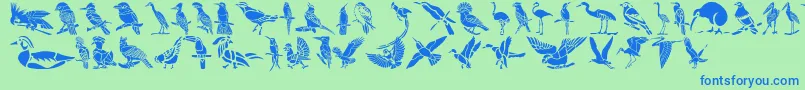 HffBirdStencil Font – Blue Fonts on Green Background