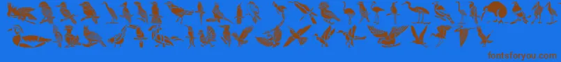 HffBirdStencil Font – Brown Fonts on Blue Background