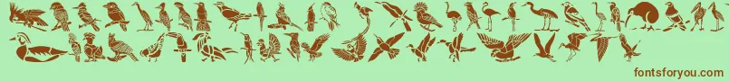 フォントHffBirdStencil – 緑の背景に茶色のフォント