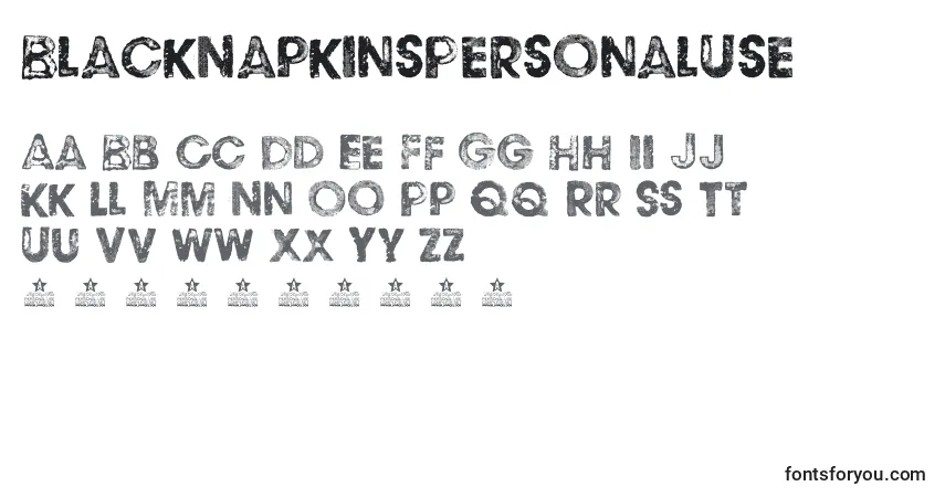 Schriftart BlackNapkinsPersonalUse – Alphabet, Zahlen, spezielle Symbole