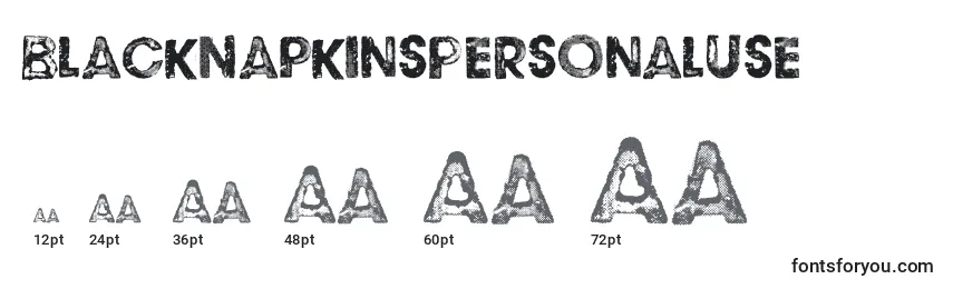 BlackNapkinsPersonalUse Font Sizes