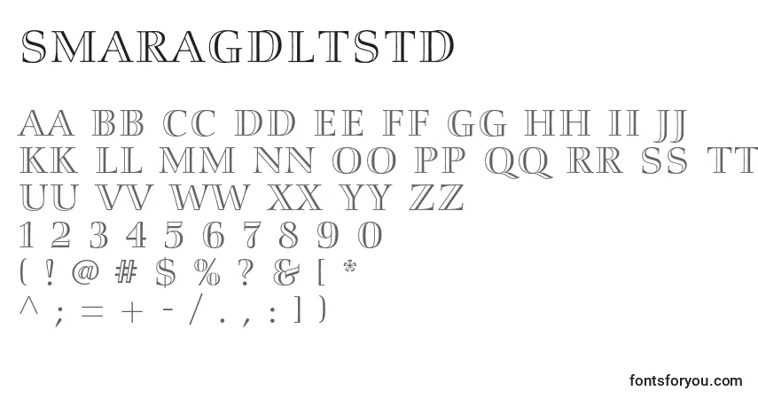 Czcionka Smaragdltstd – alfabet, cyfry, specjalne znaki