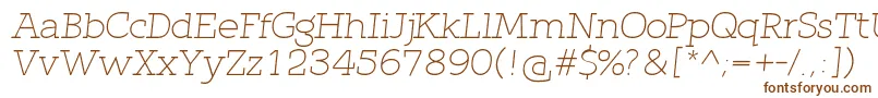 QlarendonLightItalic-fontti – ruskeat fontit valkoisella taustalla