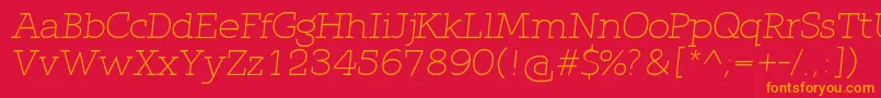 En savoir plus sur la police QlarendonLightItalic Police QlarendonLightItalic – polices orange sur fond rouge
