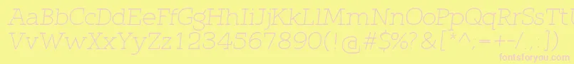 QlarendonLightItalic-fontti – vaaleanpunaiset fontit keltaisella taustalla