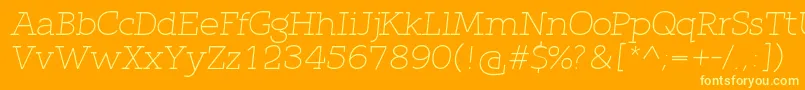 Fonte QlarendonLightItalic – fontes amarelas em um fundo laranja