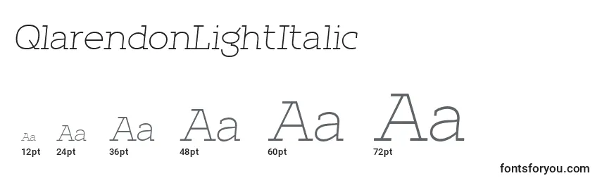 Размеры шрифта QlarendonLightItalic
