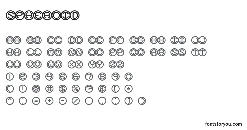 Czcionka Spheroid – alfabet, cyfry, specjalne znaki