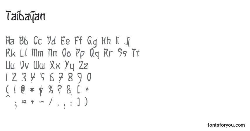 Czcionka Taibaijan – alfabet, cyfry, specjalne znaki