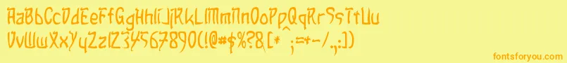 フォントTaibaijan – オレンジの文字が黄色の背景にあります。