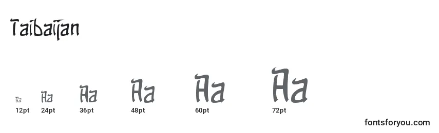 Размеры шрифта Taibaijan