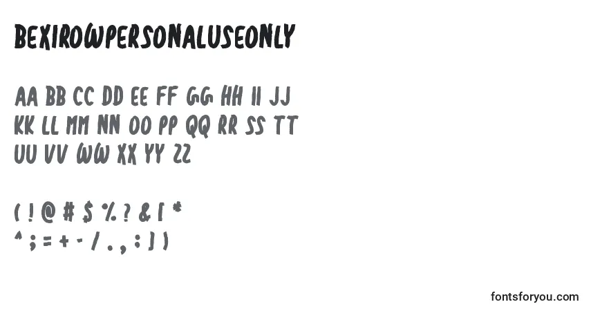 Schriftart BexirowPersonalUseOnly (117349) – Alphabet, Zahlen, spezielle Symbole