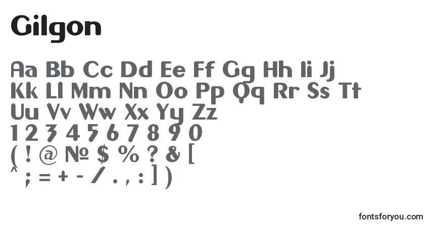 A fonte Gilgon – alfabeto, números, caracteres especiais