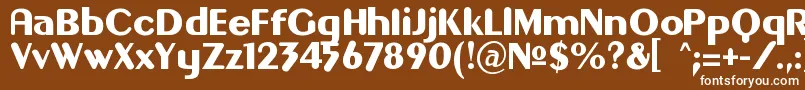 Gilgon-Schriftart – Weiße Schriften auf braunem Hintergrund