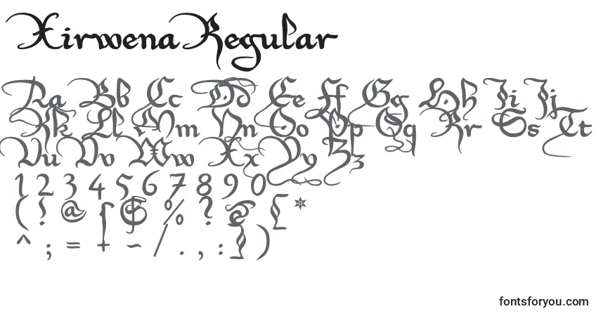 XirwenaRegular-fontti – aakkoset, numerot, erikoismerkit