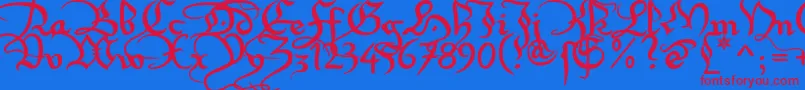 XirwenaRegular Font – Red Fonts on Blue Background