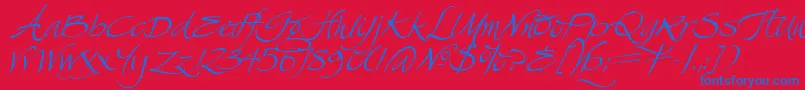 SwanSong-Schriftart – Blaue Schriften auf rotem Hintergrund