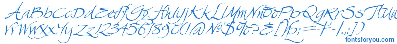 SwanSong-Schriftart – Blaue Schriften auf weißem Hintergrund