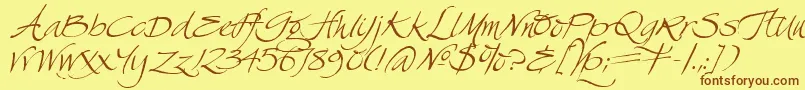 SwanSong-Schriftart – Braune Schriften auf gelbem Hintergrund