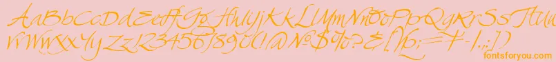 SwanSong-fontti – oranssit fontit vaaleanpunaisella taustalla
