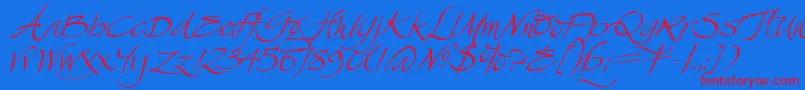 SwanSong Font – Red Fonts on Blue Background
