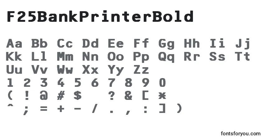 Schriftart F25BankPrinterBold (117355) – Alphabet, Zahlen, spezielle Symbole