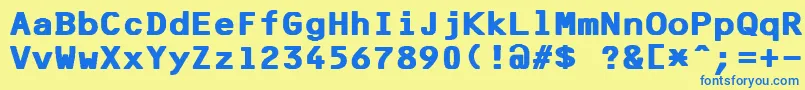 F25BankPrinterBold Font – Blue Fonts on Yellow Background