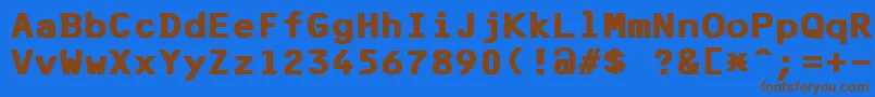 F25BankPrinterBold Font – Brown Fonts on Blue Background