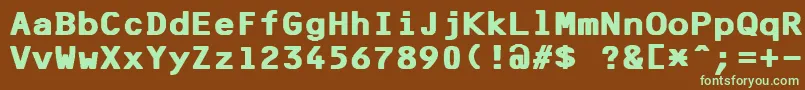 フォントF25BankPrinterBold – 緑色の文字が茶色の背景にあります。