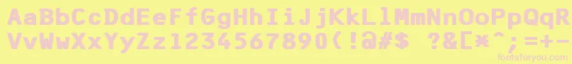 Czcionka F25BankPrinterBold – różowe czcionki na żółtym tle