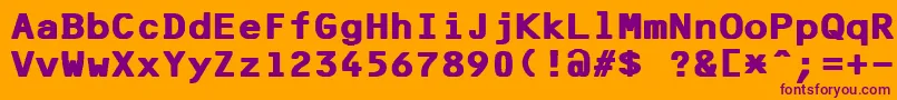 F25BankPrinterBold Font – Purple Fonts on Orange Background