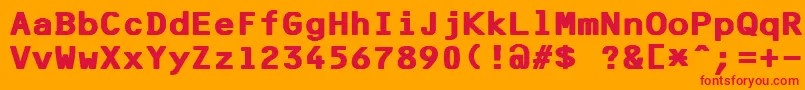 F25BankPrinterBold Font – Red Fonts on Orange Background