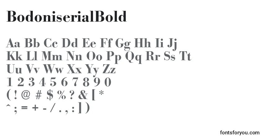 Schriftart BodoniserialBold – Alphabet, Zahlen, spezielle Symbole
